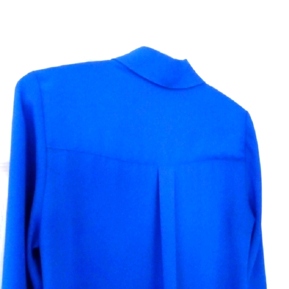 EXPRESS Portofino Women's Cerulean Blue Long Sleeve Button Down Shirt Small - Picture 8 of 11